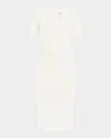 Herve Leger Marianne Short-sleeve Midi Bandage Dress In Alabaster