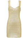 Herve Leger Metallic Bandage Minidress In Gold
