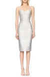 Herve Leger Hervé Léger Knit Dress In Silver Foil