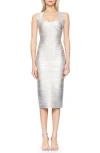 Herve Leger Hervé Léger Knit Dress In Silver Foil
