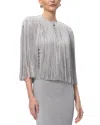 Herve Leger Metallic Fringe Cape In Gray