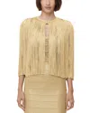 Herve Leger Icon Metallic Fringe Cape In Met Gold