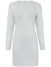 Herve Leger Metallic Long-sleeve Minidress In Silver