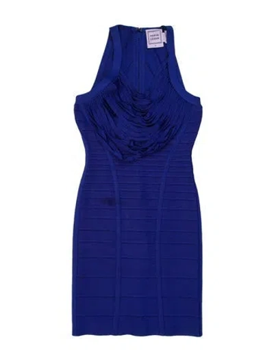 Pre-owned Herve Leger Metzi Mini Dress In Blue
