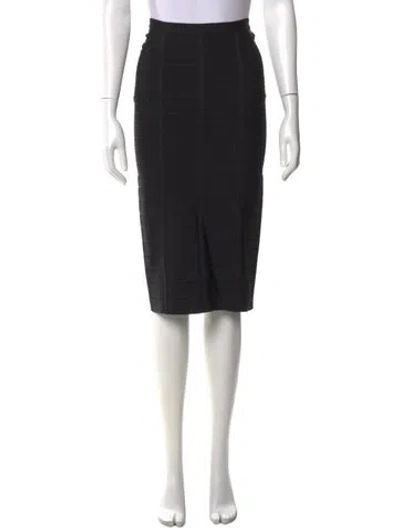 Pre-owned Herve Leger Midi Length Skirt In Black