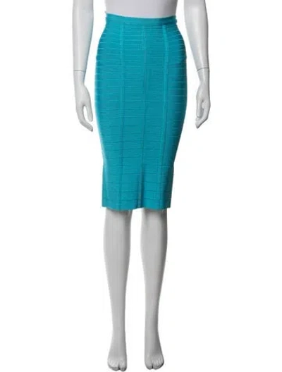 Pre-owned Herve Leger Midi Length Skirt In Blue