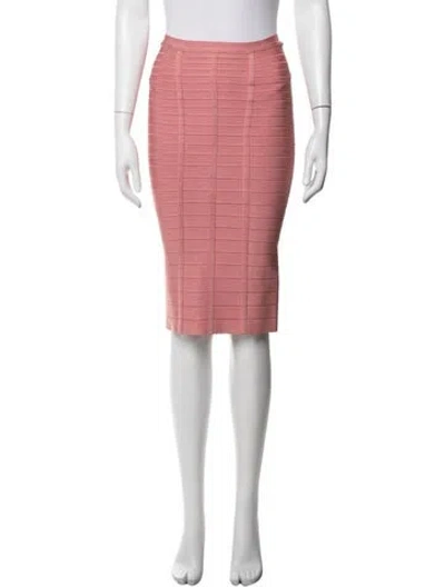 Pre-owned Herve Leger Midi Length Skirt In Pink