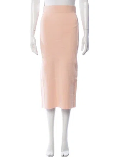 Pre-owned Herve Leger Midi Length Skirt In Pink