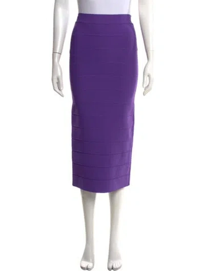 Pre-owned Herve Leger Midi Length Skirt In Purple