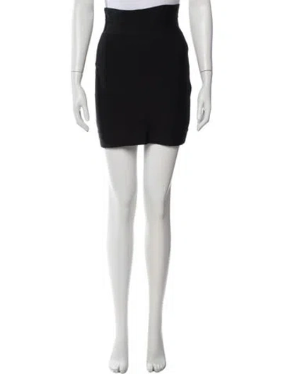 Pre-owned Herve Leger Mini Skirt In Black