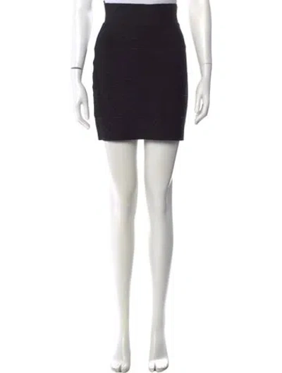 Pre-owned Herve Leger Mini Skirt In Black