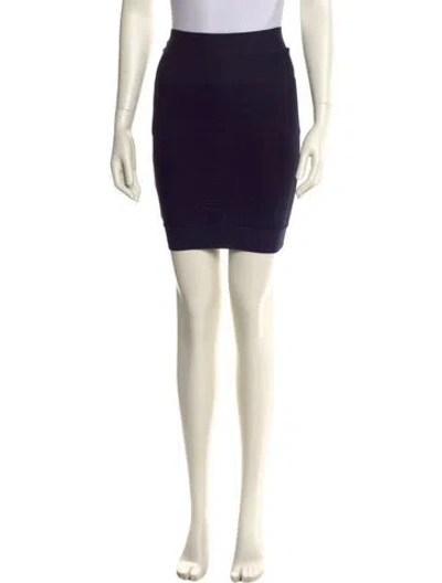 Pre-owned Herve Leger Mini Skirt In Blue