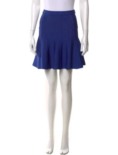 Pre-owned Herve Leger Mini Skirt In Blue