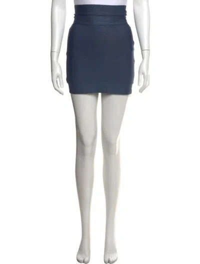 Pre-owned Herve Leger Mini Skirt In Blue