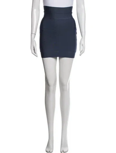Pre-owned Herve Leger Mini Skirt In Blue