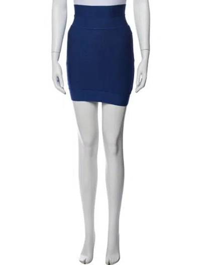 Pre-owned Herve Leger Mini Skirt In Blue