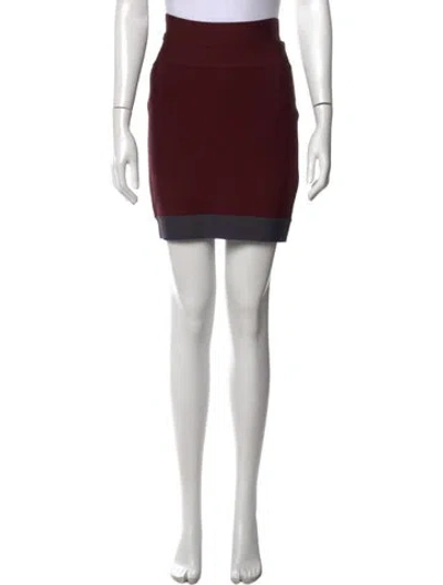 Pre-owned Herve Leger Mini Skirt In Burgundy