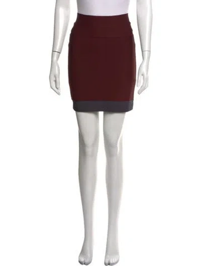 Pre-owned Herve Leger Mini Skirt In Burgundy
