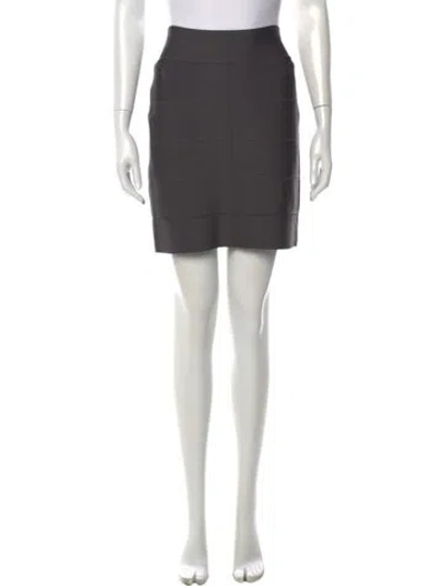 Pre-owned Herve Leger Mini Skirt In Grey
