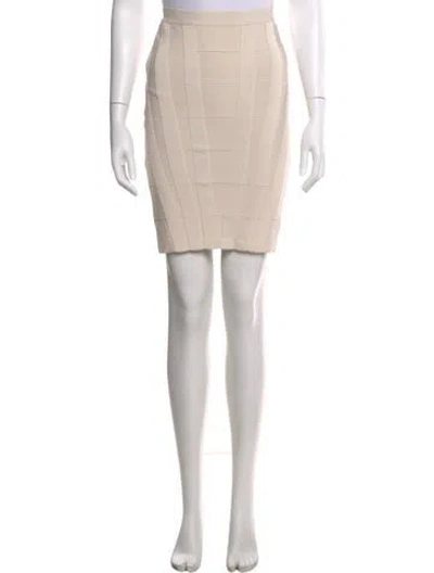 Pre-owned Herve Leger Mini Skirt In Neutral