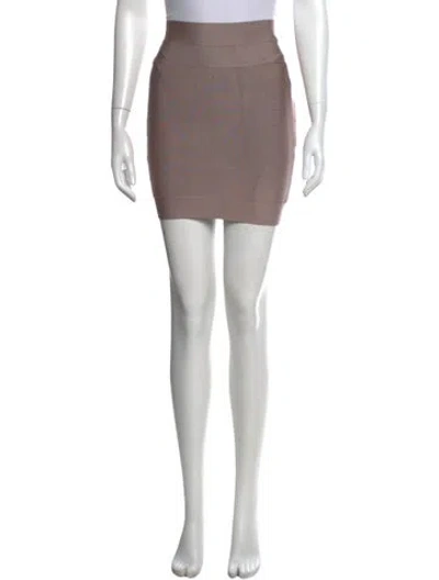 Pre-owned Herve Leger Mini Skirt In Neutral