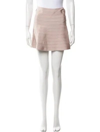 Pre-owned Herve Leger Mini Skirt In Neutrals