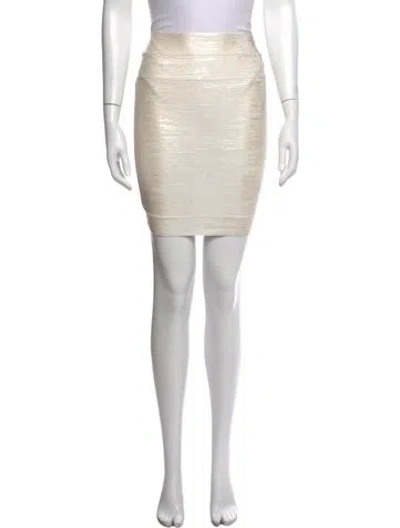 Pre-owned Herve Leger Mini Skirt In Neutrals