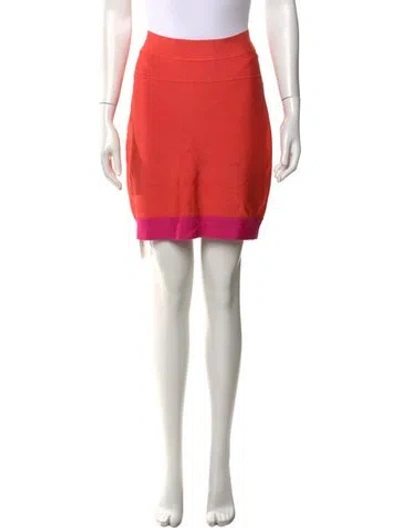 Pre-owned Herve Leger Mini Skirt In Orange
