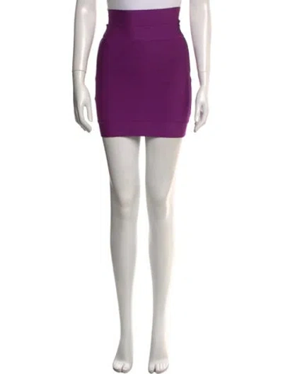 Pre-owned Herve Leger Mini Skirt In Purple