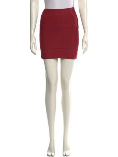 Pre-owned Herve Leger Mini Skirt In Red