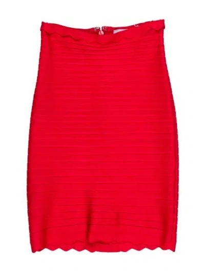 Pre-owned Herve Leger Mini Skirt In Red