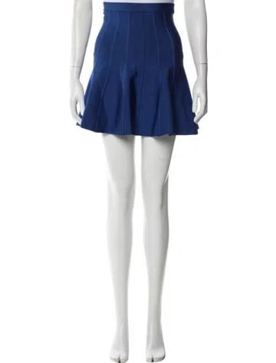 Pre-owned Herve Leger Mini Skirt W/ Tags In Blue