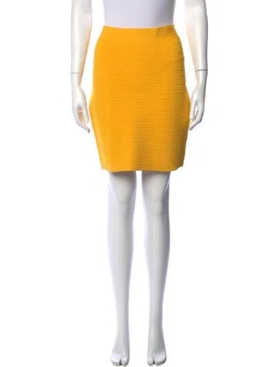 Pre-owned Herve Leger Mini Skirt In Yellow