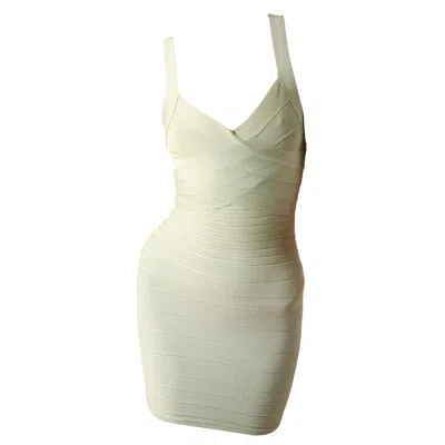 Pre-owned Herve Leger Mint Green Bandage Body Con Low Cut Cross Over Backless Mini Dress