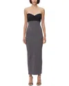 Herve Leger Mixed Gauge Metallic Strapless Gown In Black