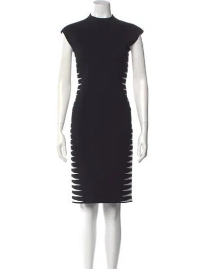 Pre-owned Herve Leger Mock Neck Knee-length Dress In Black