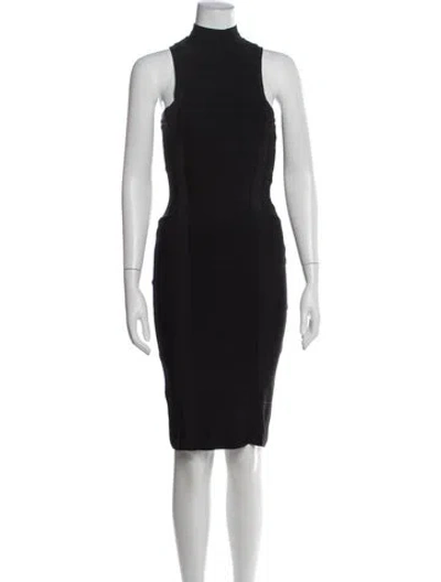Pre-owned Herve Leger Mock Neck Knee-length Dress In Black