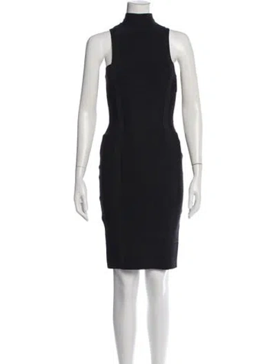 Pre-owned Herve Leger Mock Neck Knee-length Dress In Black
