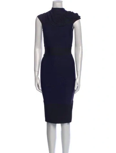 Pre-owned Herve Leger Mock Neck Knee-length Dress In Multi