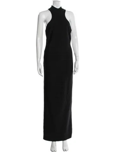Pre-owned Herve Leger Mock Neck Long Dress In Black