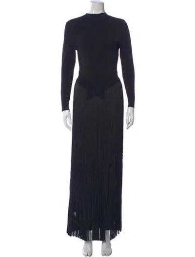 Pre-owned Herve Leger Mock Neck Long Dress W/ Tags In Blue