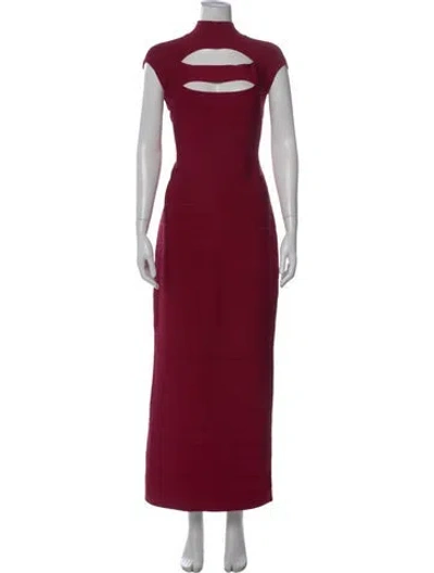 Pre-owned Herve Leger Mock Neck Long Dress W/ Tags In Pink