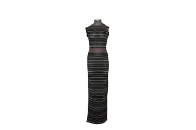 Herve Leger Mock Neck Maxi Dress In Metallic Polyester In Multi