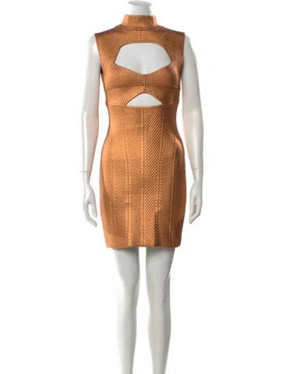 Pre-owned Herve Leger Mock Neck Mini Dress