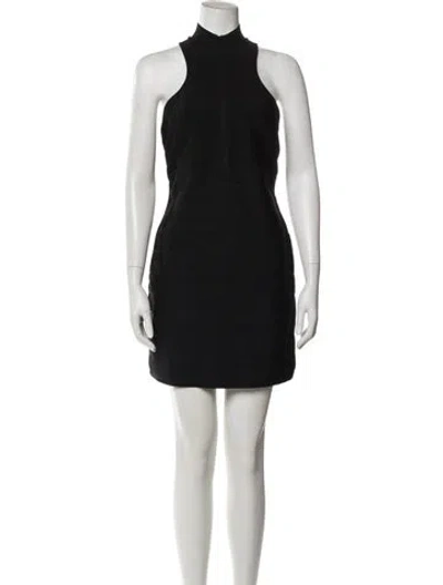 Pre-owned Herve Leger Mock Neck Mini Dress In Black