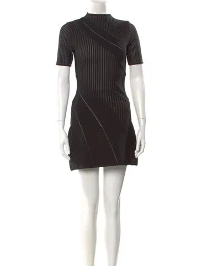 Pre-owned Herve Leger Mock Neck Mini Dress In Black