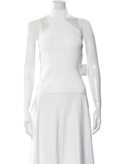 Pre-owned Herve Leger Mock Neck Sleeveless Top W/ Tags In White
