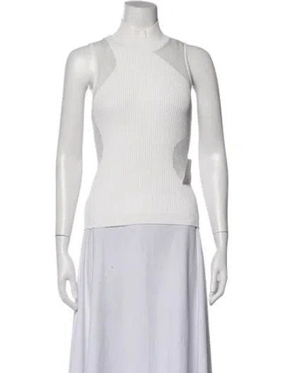 Pre-owned Herve Leger Mock Neck Sleeveless Top W/ Tags In White
