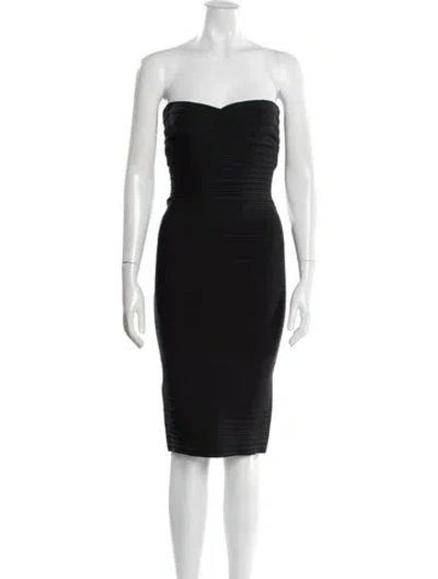 Pre-owned Herve Leger Nazik Knee-length Dress In Black
