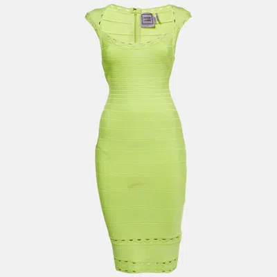 Herve Leger Neon Green Jersey Bandage Short Dress